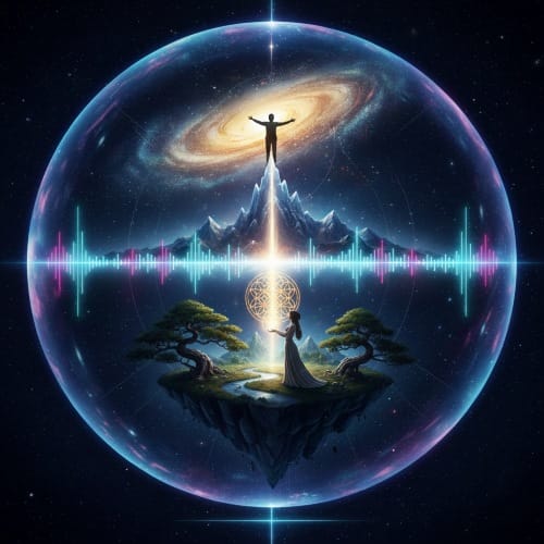 福宙天地福德意象圖,呈現天行健自強不息與厚德載物的祈福能量,連結宇宙運行軌道與豐盛本源。