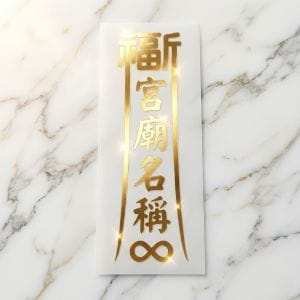 福宙「長形光流」客製化圖騰貼紙，可印製個人、企業或宮廟名稱，象徵能量對接。